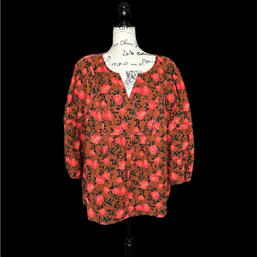 Woman’s Sonoma Blouse Brown/Orange Floral NWT 3XL